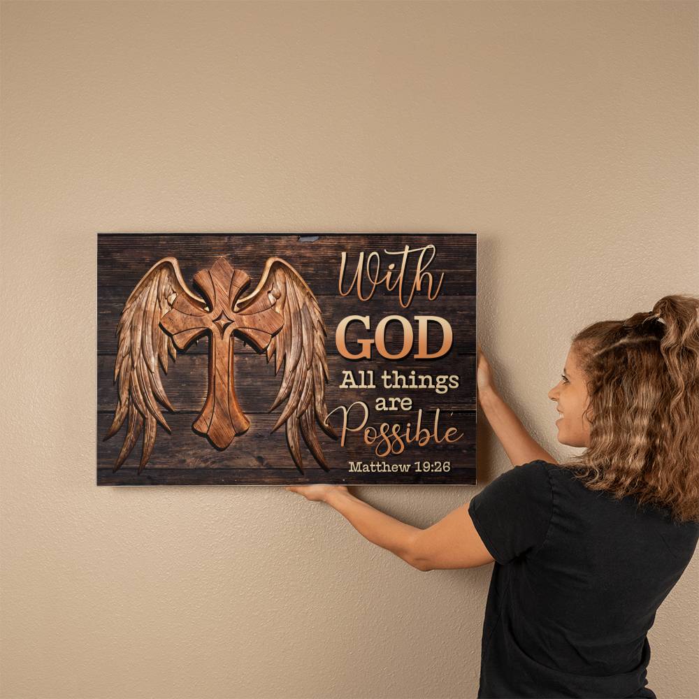 Faith - With God All Things Are Possible - Matthew 19:26 - Gallery Wrapped Canvas - The Shoppers Outlet