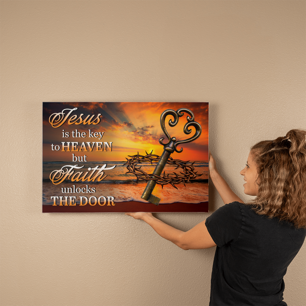 Inspirational - Jesus Is The Key To Heaven But Faith Unlocks The Door - Gallery Wrapped Canvas - The Shoppers Outlet