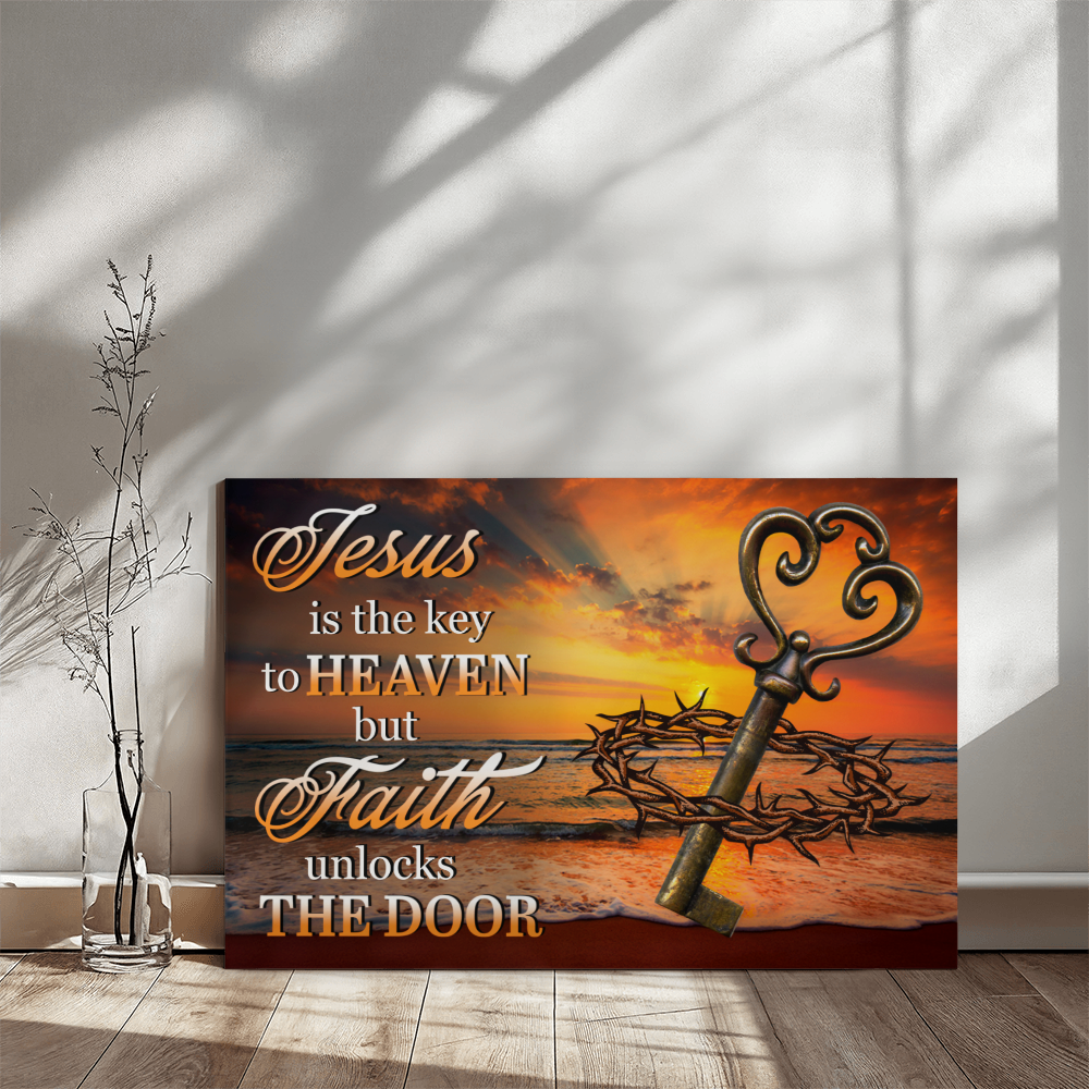 Inspirational - Jesus Is The Key To Heaven But Faith Unlocks The Door - Gallery Wrapped Canvas - The Shoppers Outlet