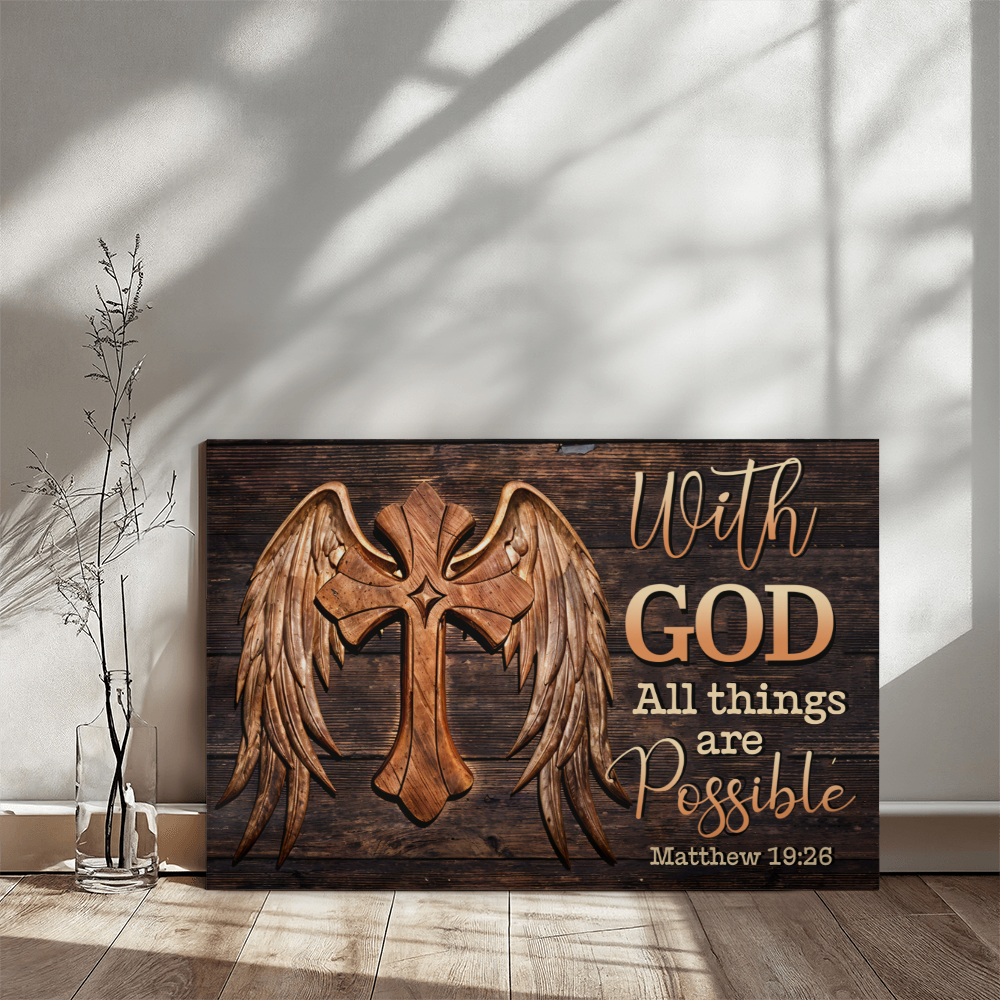 Faith - With God All Things Are Possible - Matthew 19:26 - Gallery Wrapped Canvas - The Shoppers Outlet