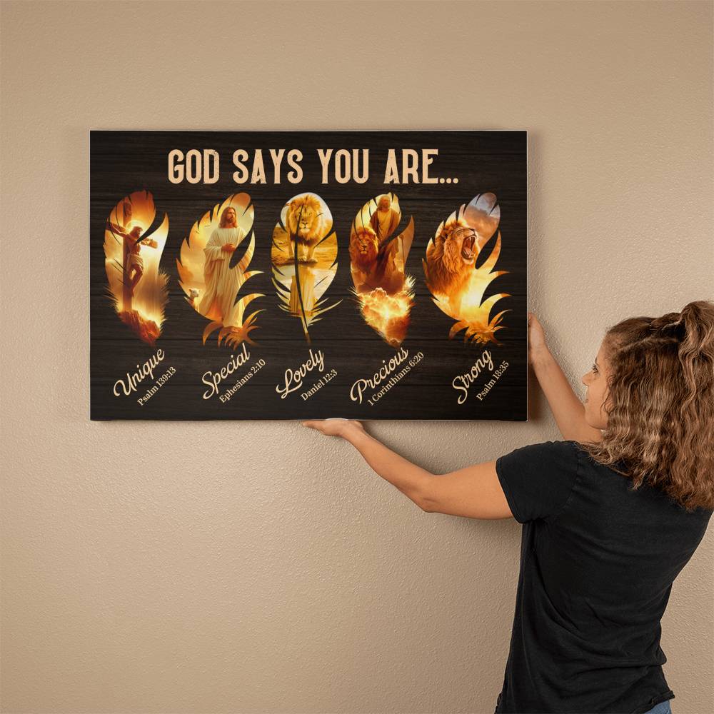 Inspirational - God Says You Are - Gallery Wrapped Canvas - The Shoppers Outlet