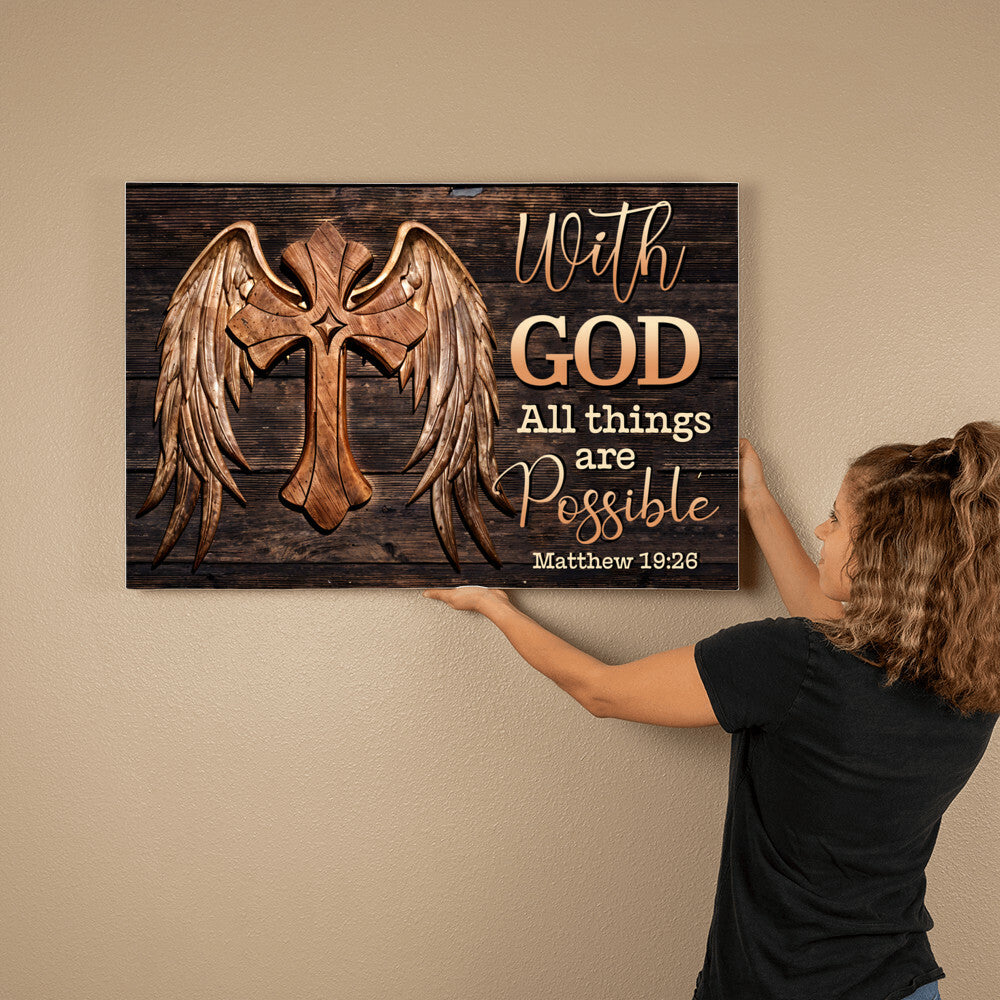 Faith - With God All Things Are Possible - Matthew 19:26 - Gallery Wrapped Canvas - The Shoppers Outlet