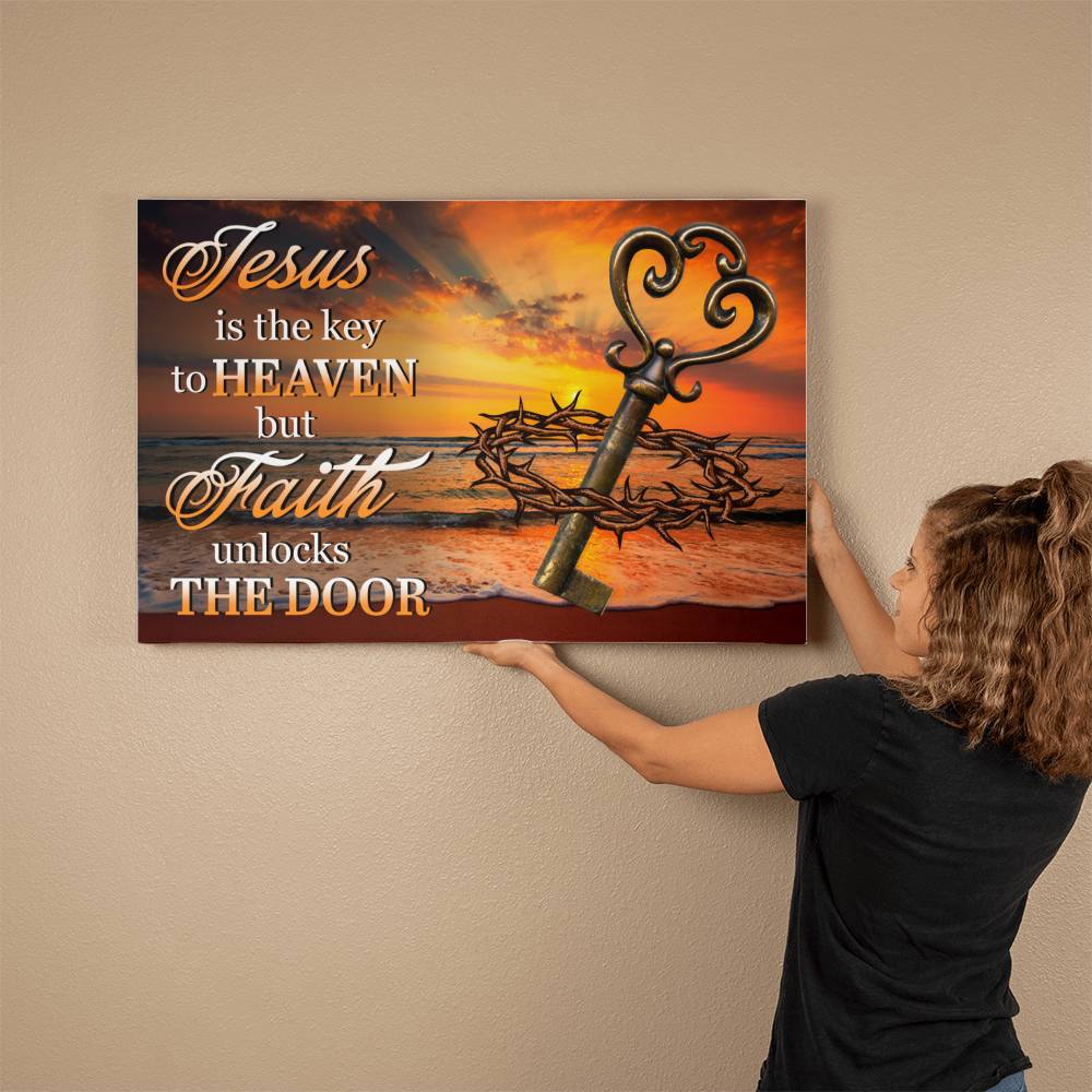 Inspirational - Jesus Is The Key To Heaven But Faith Unlocks The Door - Gallery Wrapped Canvas - The Shoppers Outlet