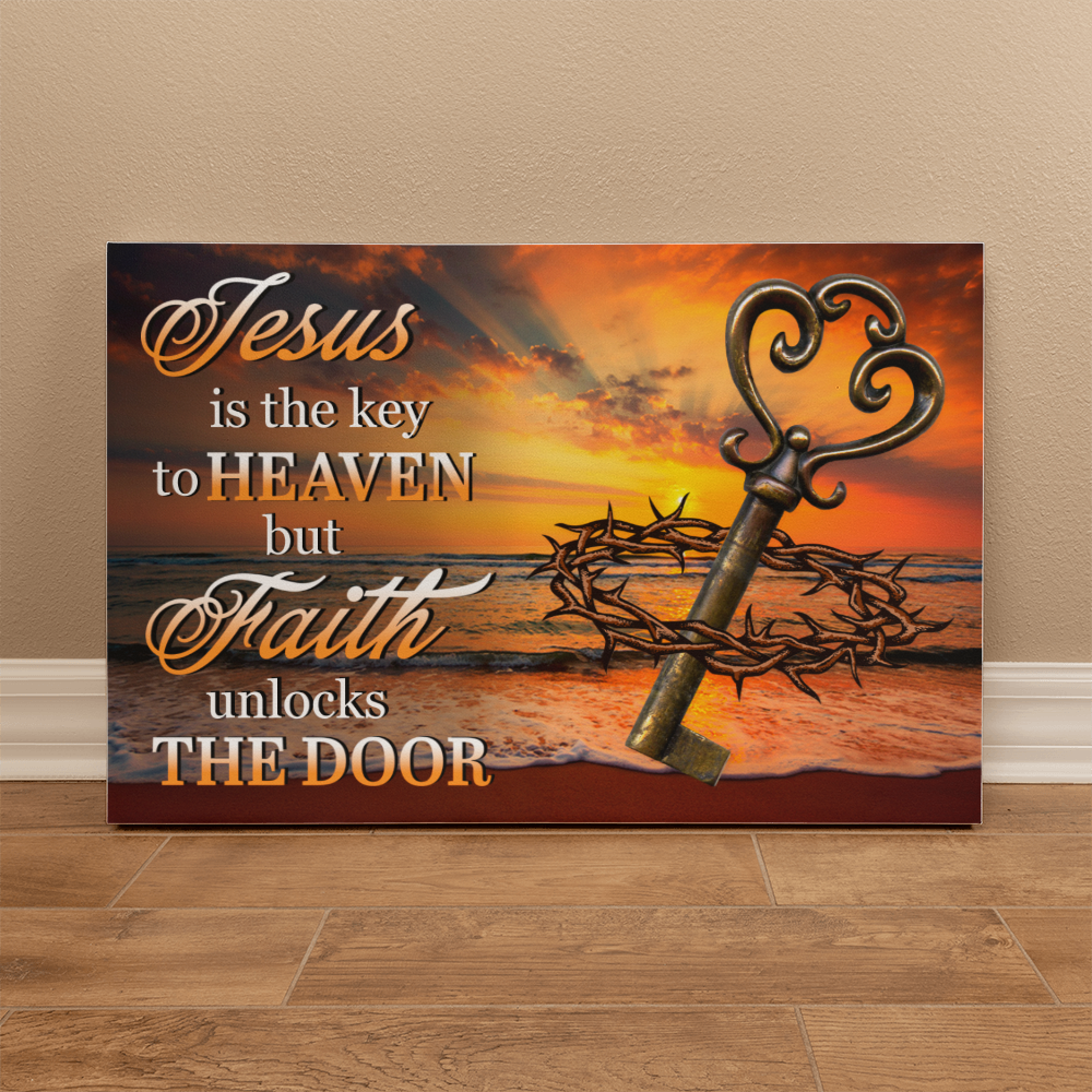 Inspirational - Jesus Is The Key To Heaven But Faith Unlocks The Door - Gallery Wrapped Canvas - The Shoppers Outlet