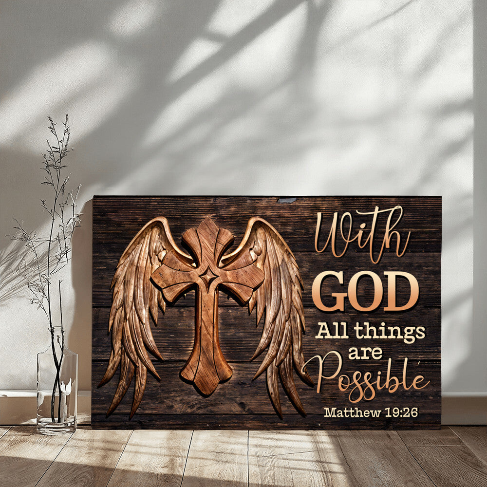 Faith - With God All Things Are Possible - Matthew 19:26 - Gallery Wrapped Canvas - The Shoppers Outlet