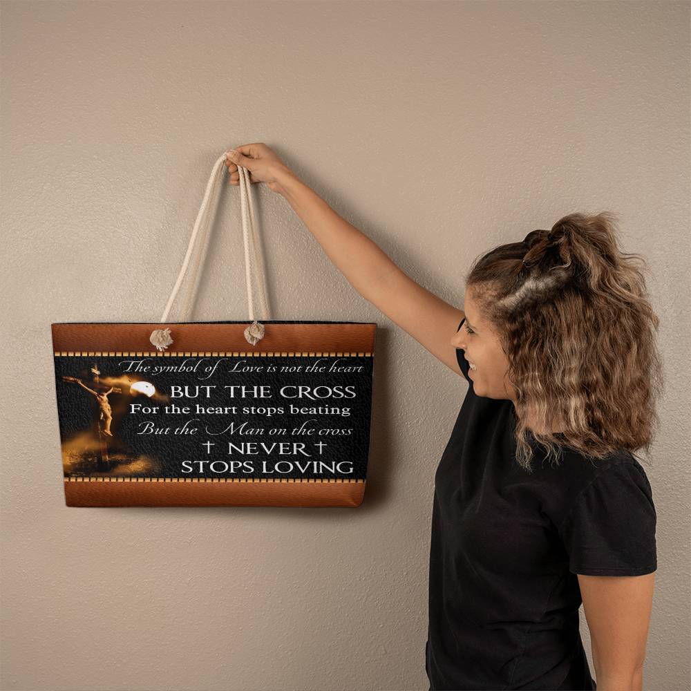 Inspirational - The Symbol Of Love Is Not The Heart But The Cross - Weekender Tote Bag - The Shoppers Outlet