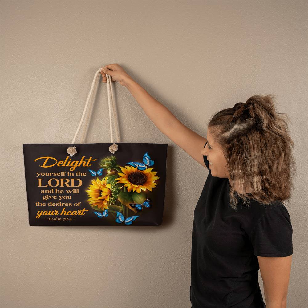 Faith - Delight Yourself In The Lord - Psalm 37:4 - Weekender Tote Bag - The Shoppers Outlet