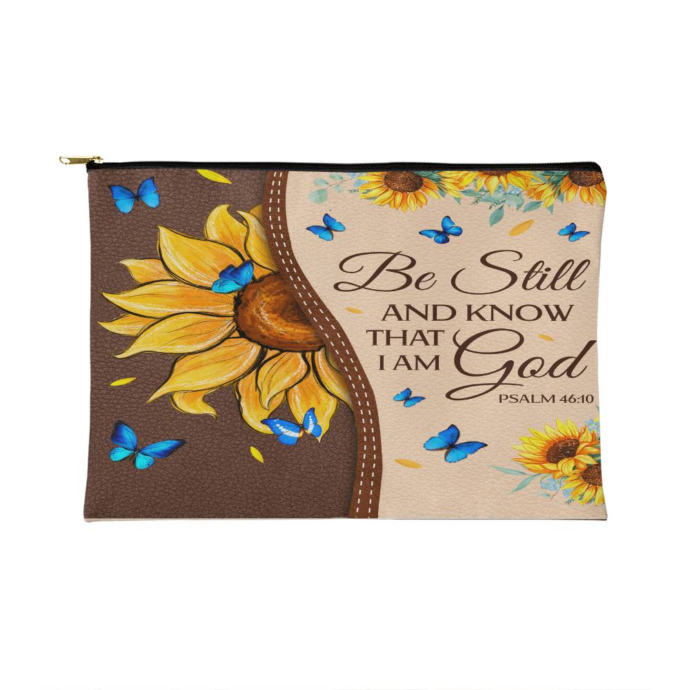 Faith - Be Still And Know That I Am God - Psalm 46:10 - Small Fabric Zippered Pouch - The Shoppers Outlet