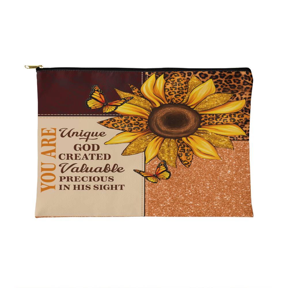 Inspirational - You Are Unique God Created Valuable Precious In His Sight - Small Fabric Zippered Pouch - The Shoppers Outlet