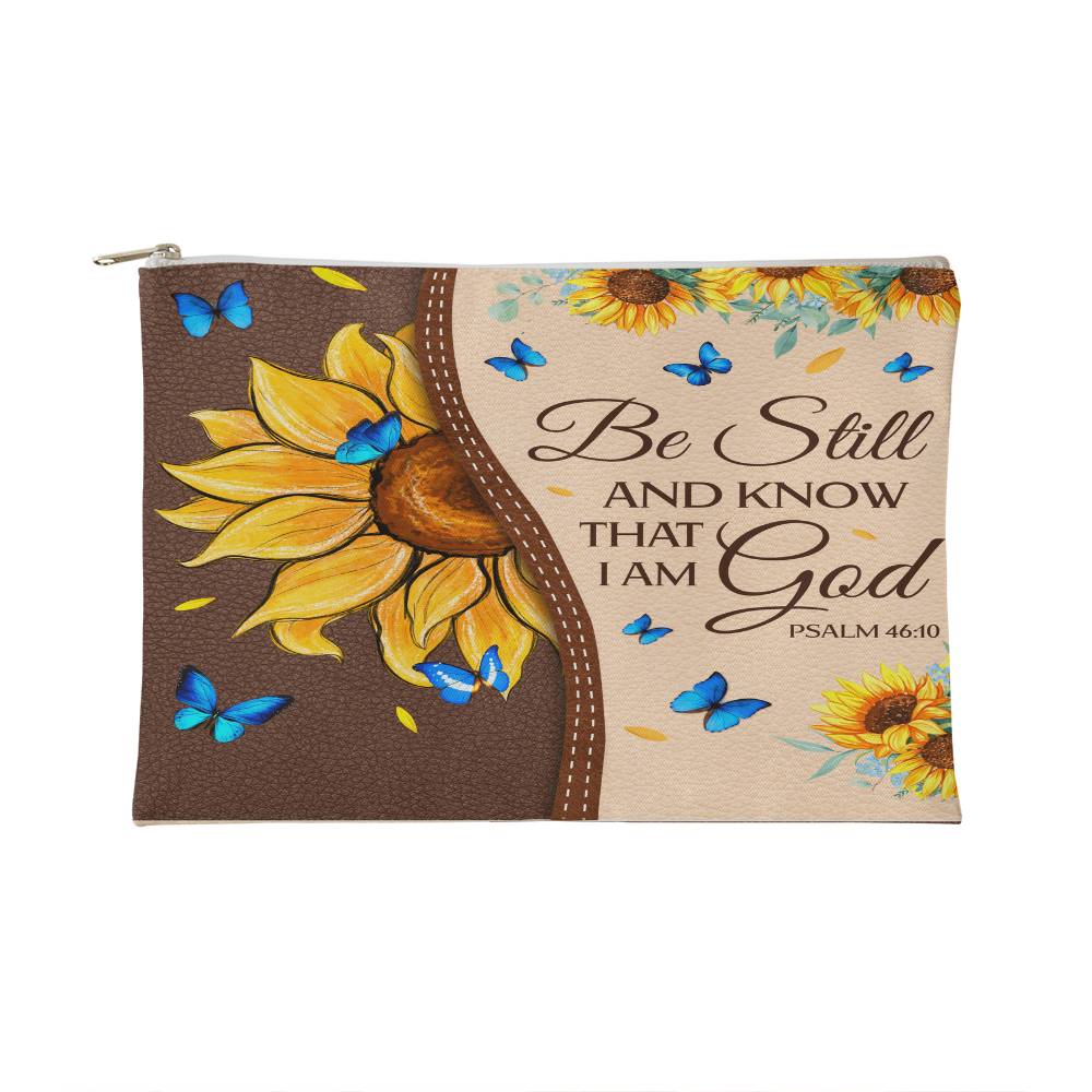 Faith - Be Still And Know That I Am God - Psalm 46:10 - Small Fabric Zippered Pouch - The Shoppers Outlet