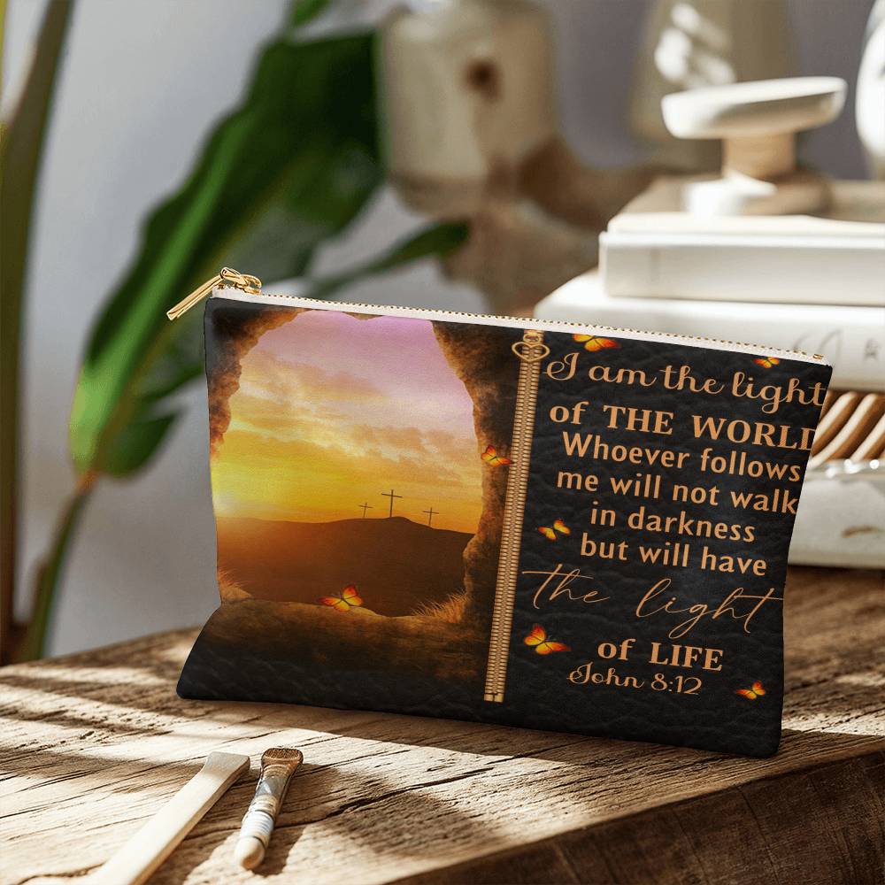 Faith - I Am The Light Of The World - John 8:12 - Small Fabric Zippered Pouch - The Shoppers Outlet