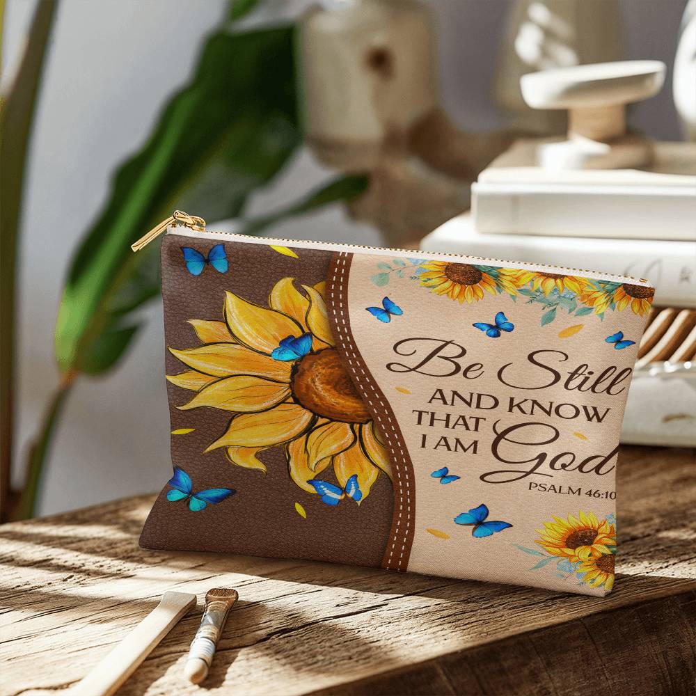 Faith - Be Still And Know That I Am God - Psalm 46:10 - Small Fabric Zippered Pouch - The Shoppers Outlet