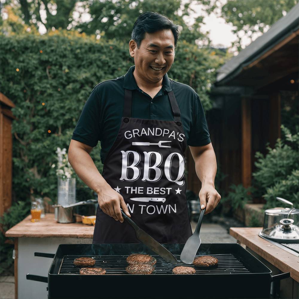 Grandpa's BBQ The Best In Town - Premium Apron - The Shoppers Outlet