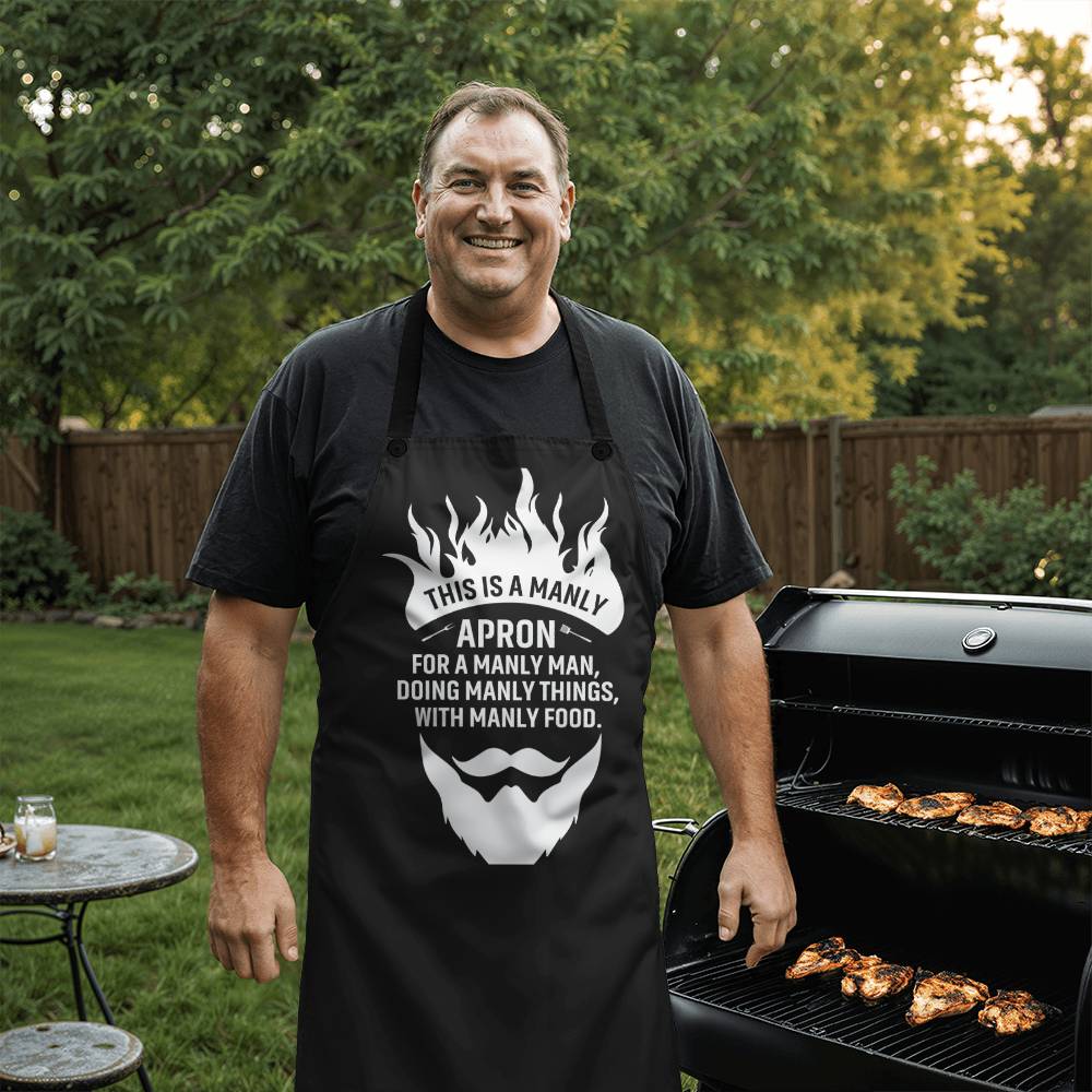 This Is A Manly Apron For A Manly Man - Doing Manly Things  - With Manly Food - Premium Apron - The Shoppers Outlet