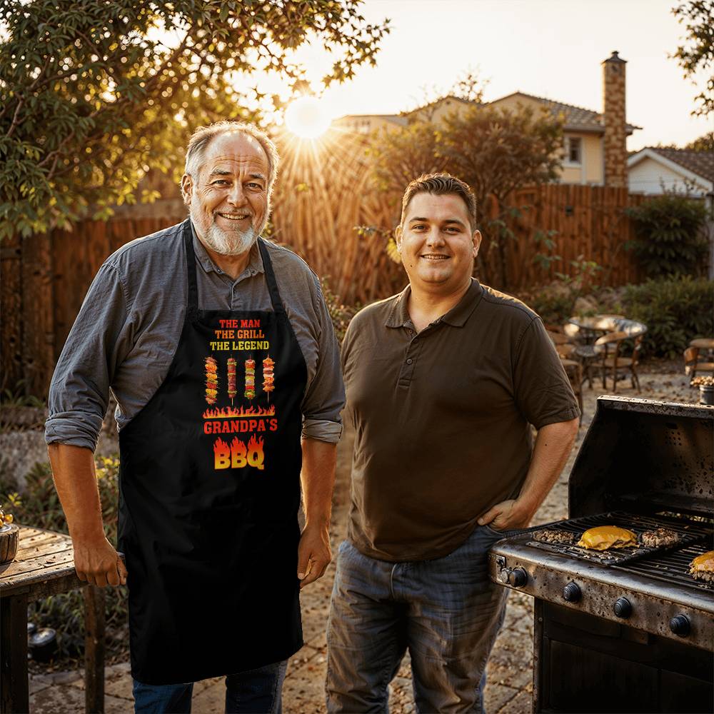 GRANDPA'S BBQ - THE MAN - THE GRILL - THE LEGEND - Premium Apron - The Shoppers Outlet