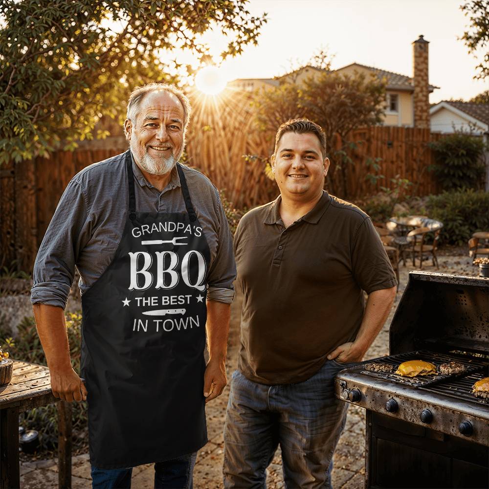 Grandpa's BBQ The Best In Town - Premium Apron - The Shoppers Outlet