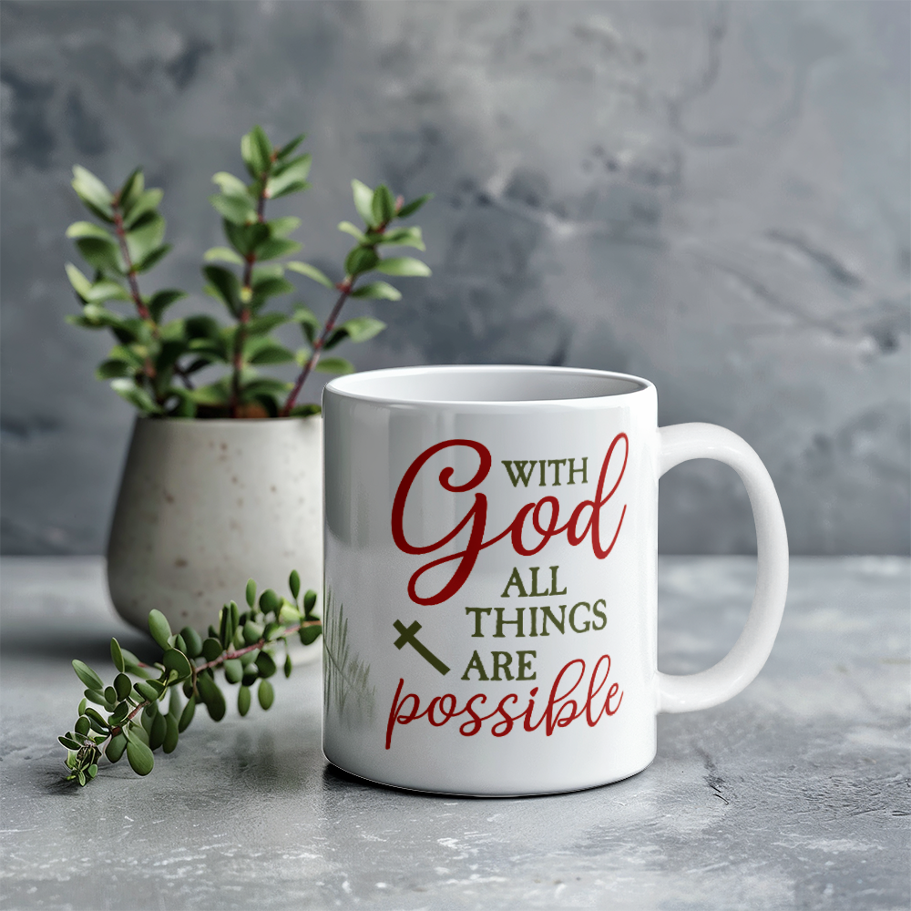 Inspirational - With God All Things Are Possible - Ceramic Mug - The Shoppers Outlet