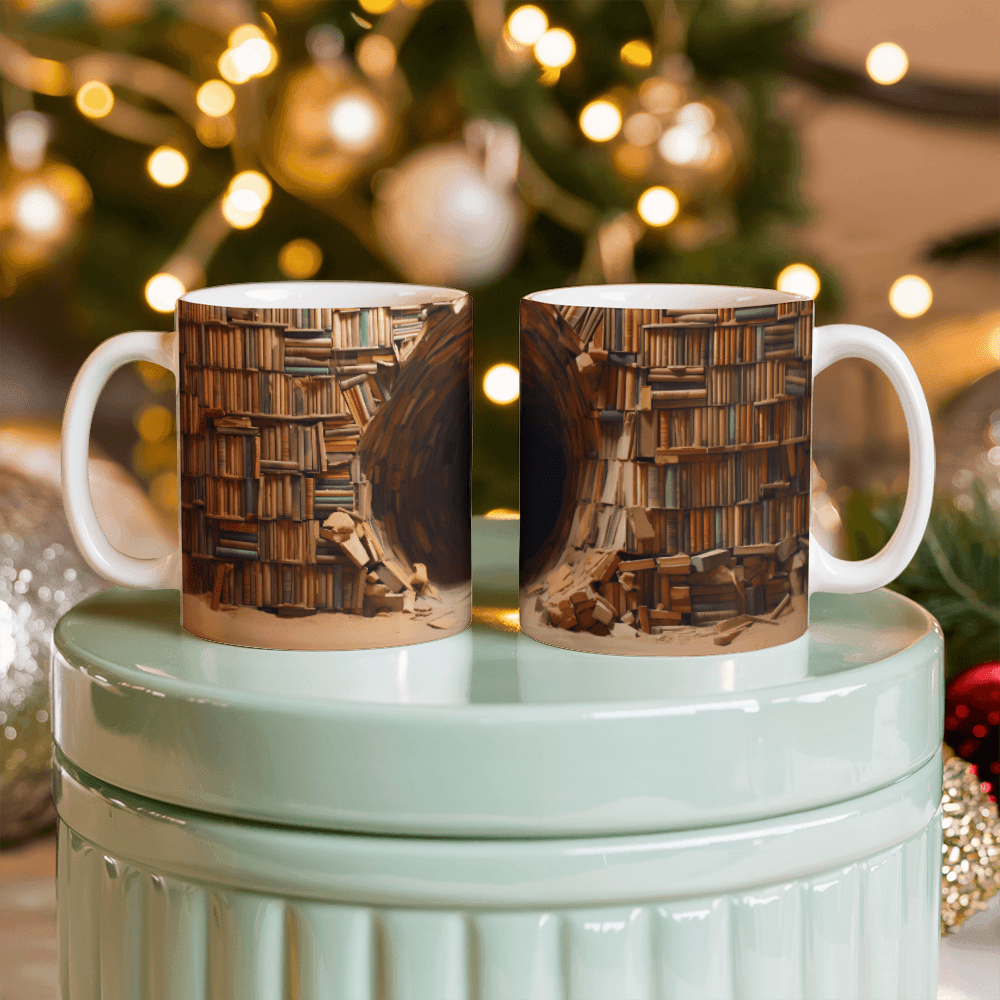 Bookshelf Design Coffee Mug - Ceramic Mug - The Shoppers Outlet