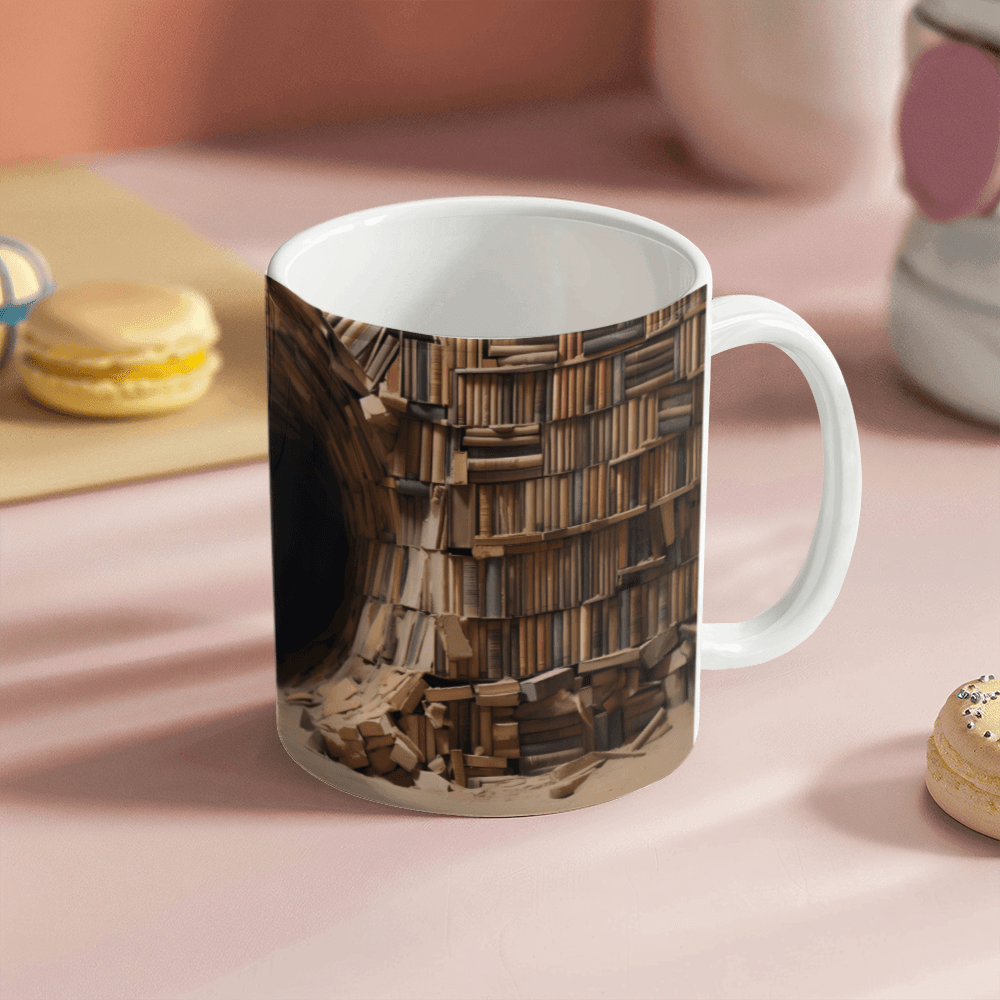 Bookshelf Design Coffee Mug - Ceramic Mug - The Shoppers Outlet