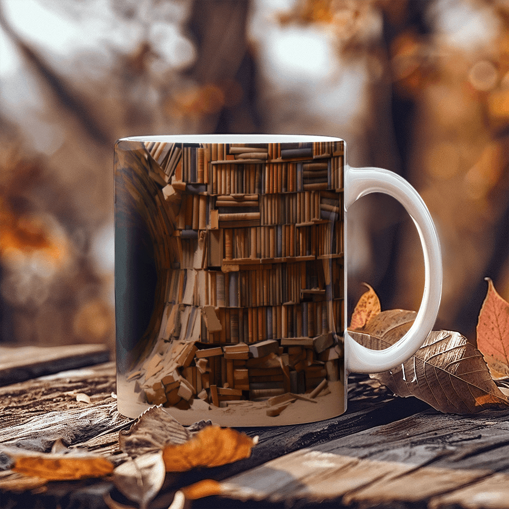 Bookshelf Design Coffee Mug - Ceramic Mug - The Shoppers Outlet