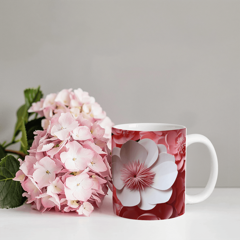 Pink Flowers Design Coffee Mug - Ceramic Mug - The Shoppers Outlet