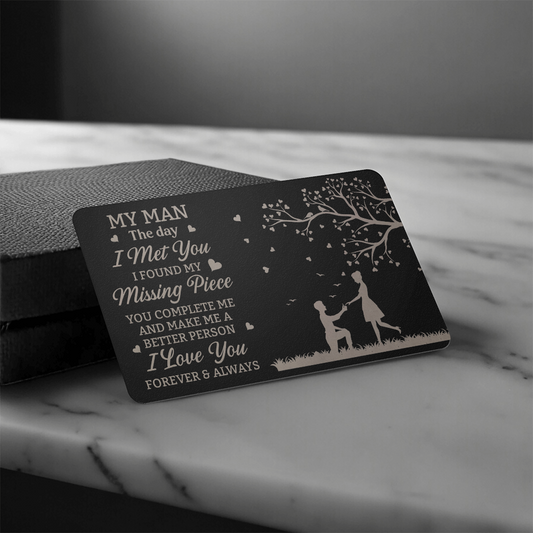 Gift For Soulmate - The Day I Met You - Engraved Metal Wallet Cards