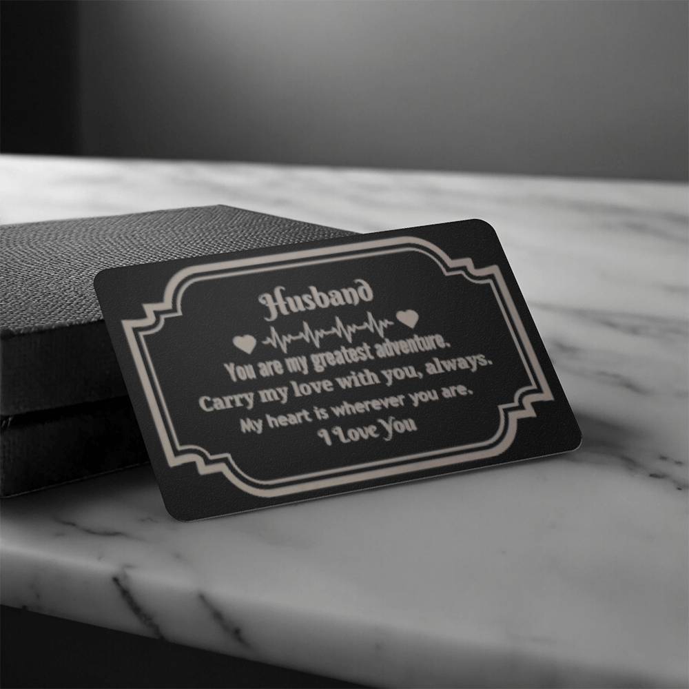 Husband - You Are My Greatest Adventure - Engraved Wallet Card - The Shoppers Outlet