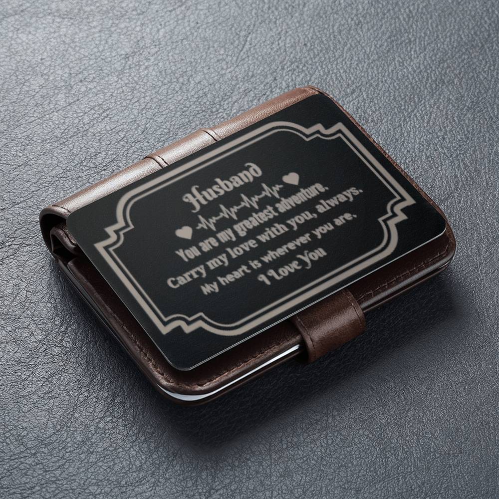 Husband - You Are My Greatest Adventure - Engraved Wallet Card - The Shoppers Outlet