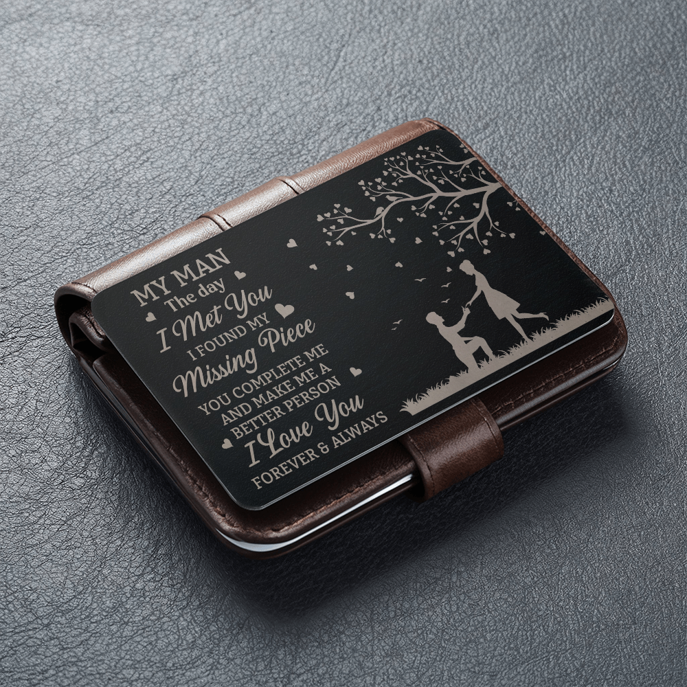 Gift For Soulmate - The Day I Met You - Engraved Metal Wallet Cards