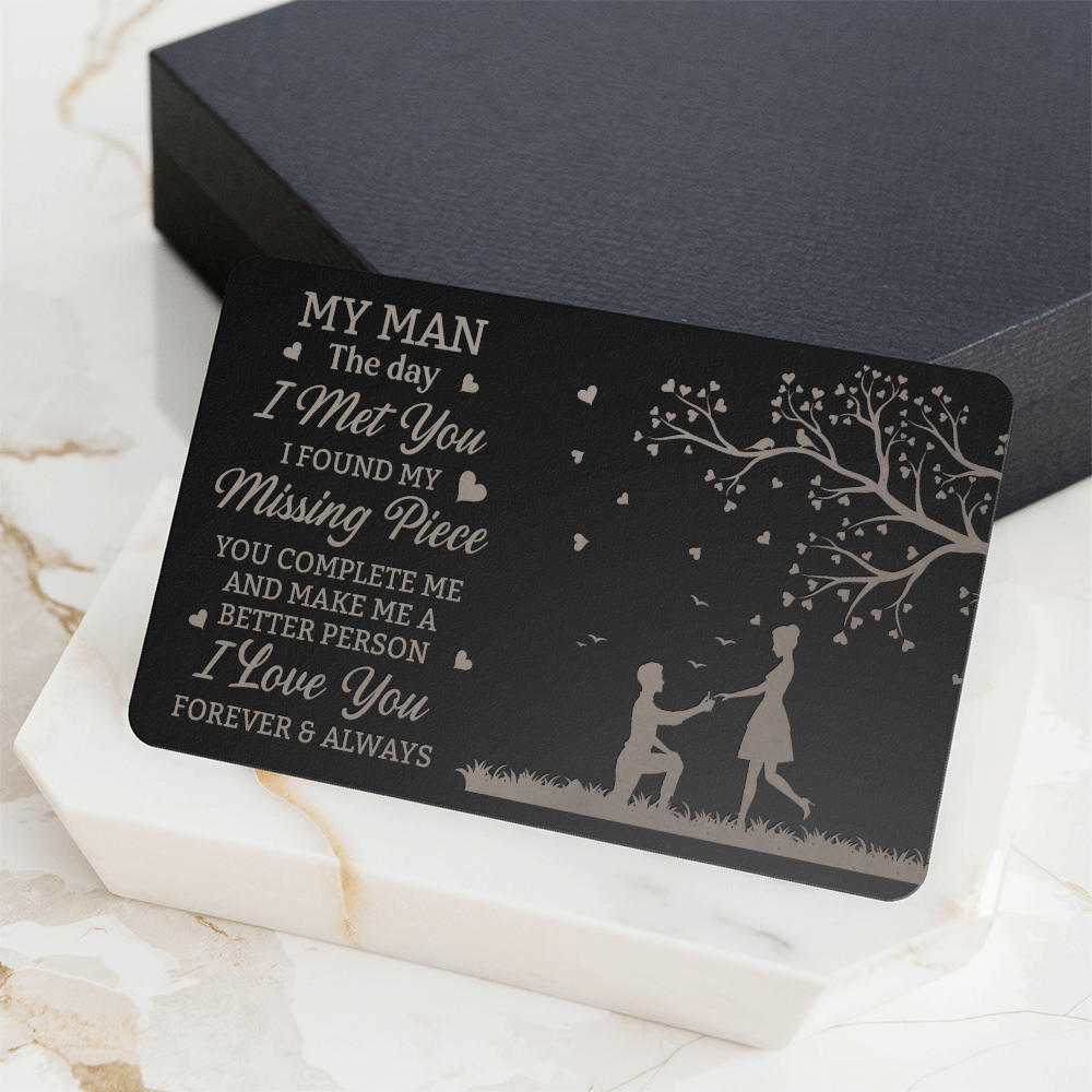 Gift For Soulmate - The Day I Met You - Engraved Metal Wallet Cards