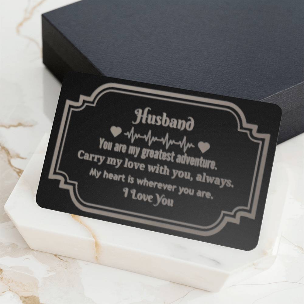 Husband - You Are My Greatest Adventure - Engraved Wallet Card - The Shoppers Outlet