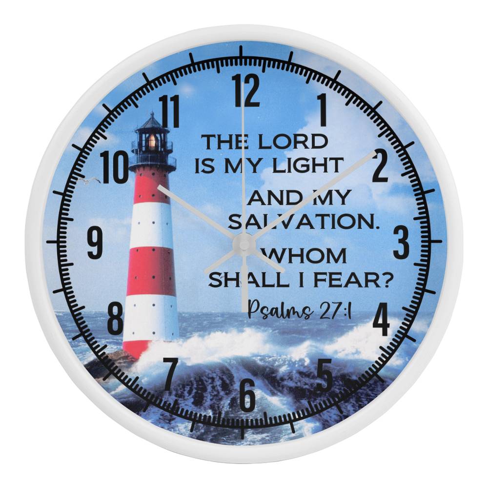 Faith - The Lord Is My Light And My Salvation - Whom Shall I Fear - Psalms  27:1 - Wood Frame Wall Clock - The Shoppers Outlet