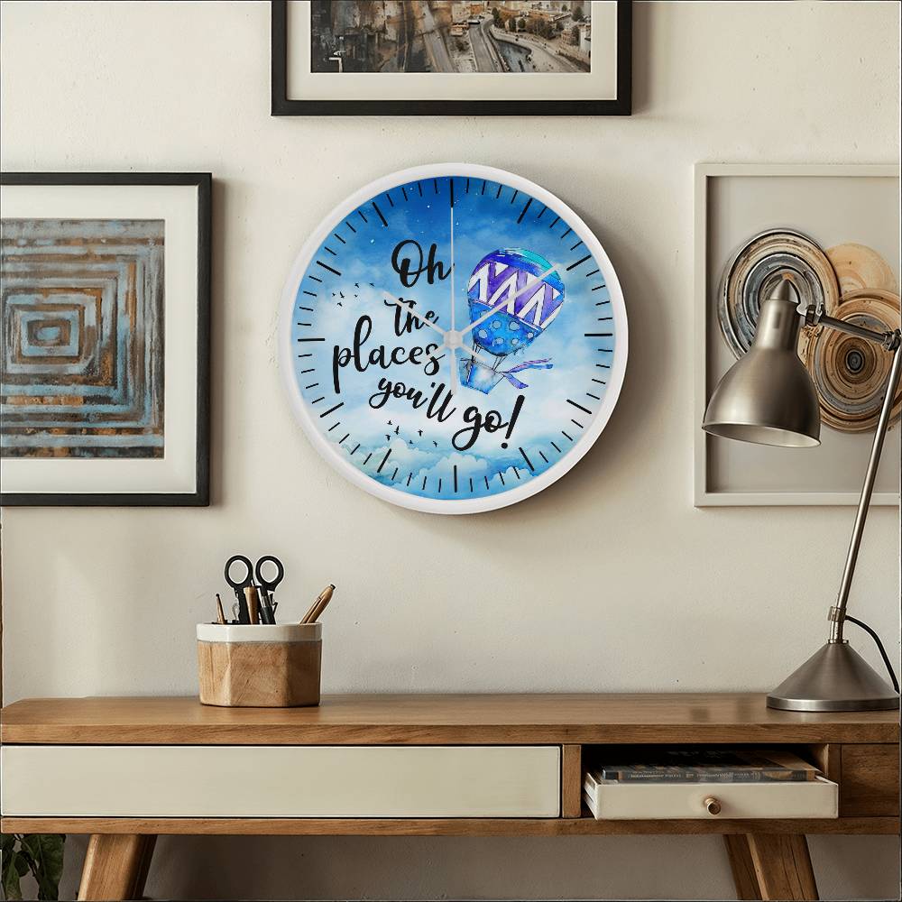 Oh The Places You'll Go - Wood Frame Wall Clock - The Shoppers Outlet