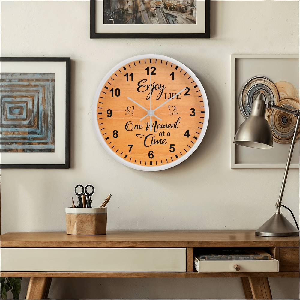 Enjoy Life One Moment At A Time - Wood Frame Wall Clock - The Shoppers Outlet