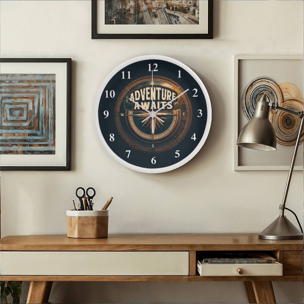 Adventure Awaits - Wood Frame Wall Clock - The Shoppers Outlet