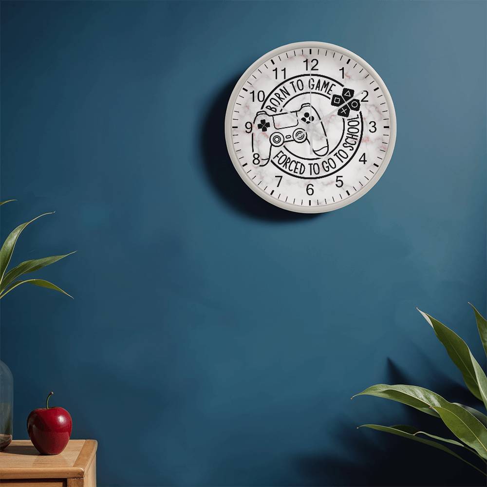 Born To Game Forced To Go To School - Wood Fame Wall Clock - The Shoppers Outlet