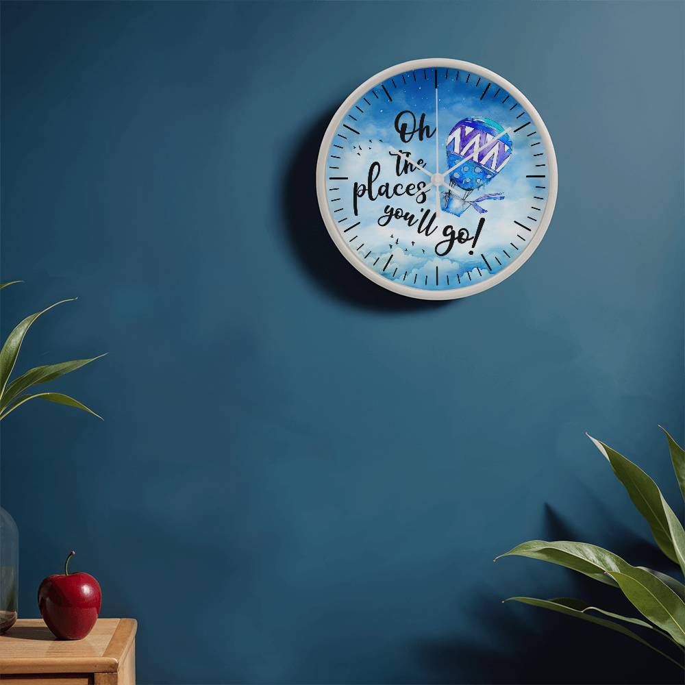 Oh The Places You'll Go - Wood Frame Wall Clock - The Shoppers Outlet