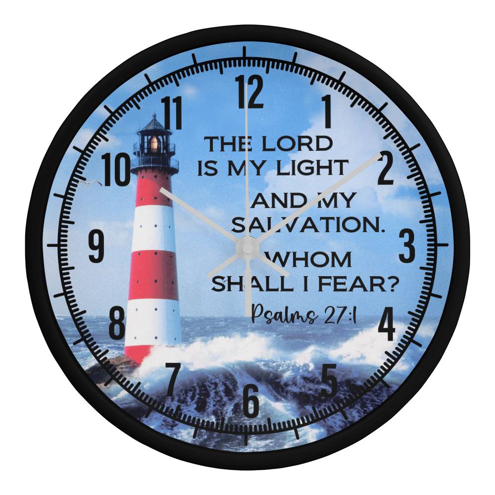 Faith - The Lord Is My Light And My Salvation - Whom Shall I Fear - Psalms  27:1 - Wood Frame Wall Clock - The Shoppers Outlet