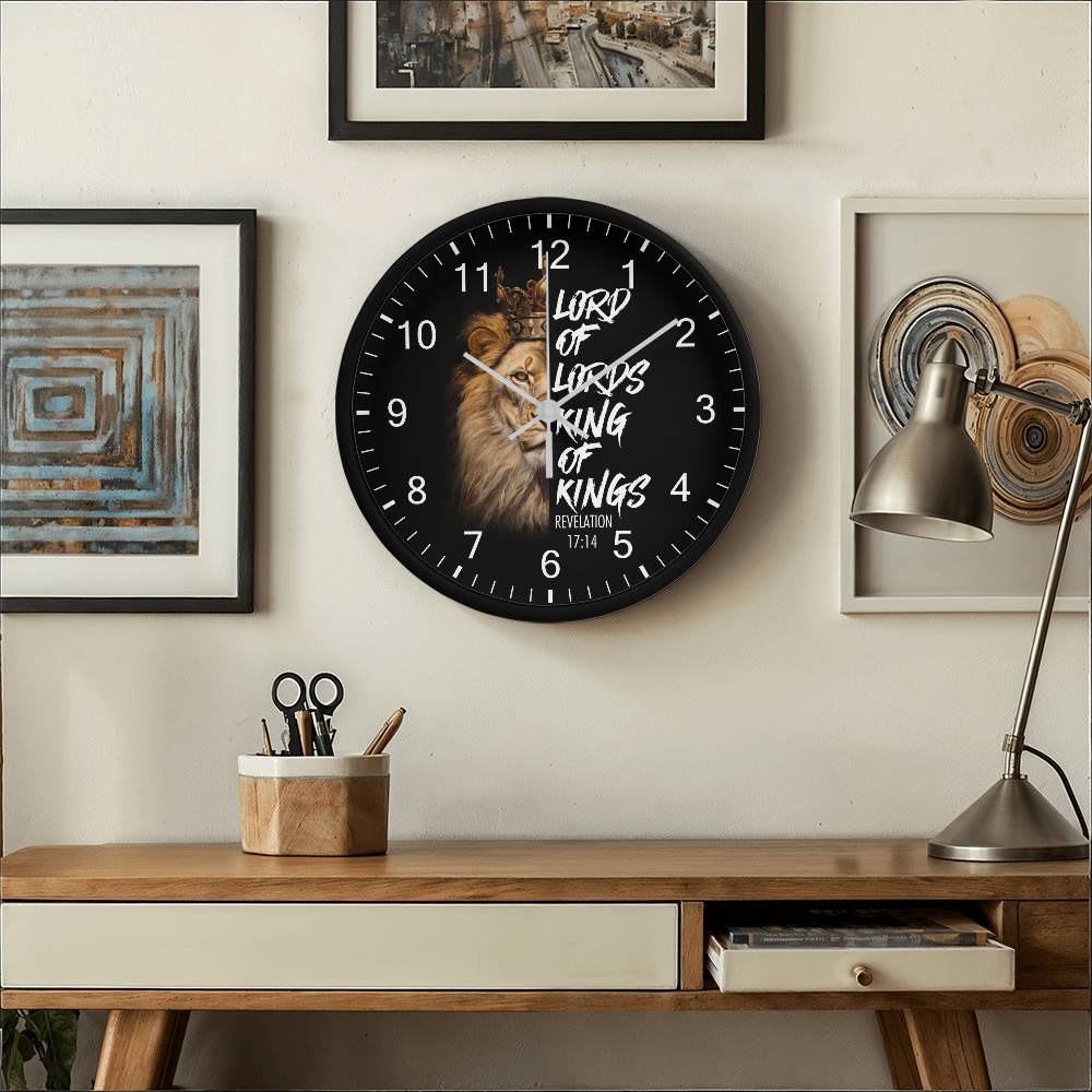 Faith - Lord Of Lords King Of Kings - Revelation 17:14 - Wood Frame Wall Clock - The Shoppers Outlet