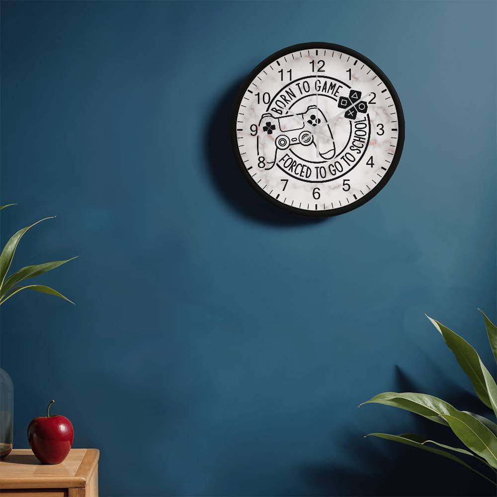 Born To Game Forced To Go To School - Wood Fame Wall Clock - The Shoppers Outlet