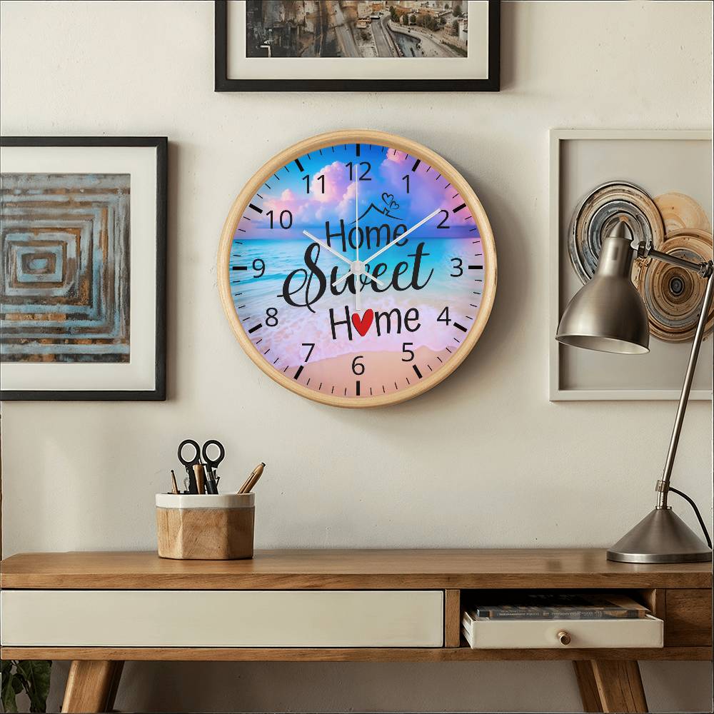 Home Sweet Home - Wood Frame Wall Clock - The Shoppers Outlet