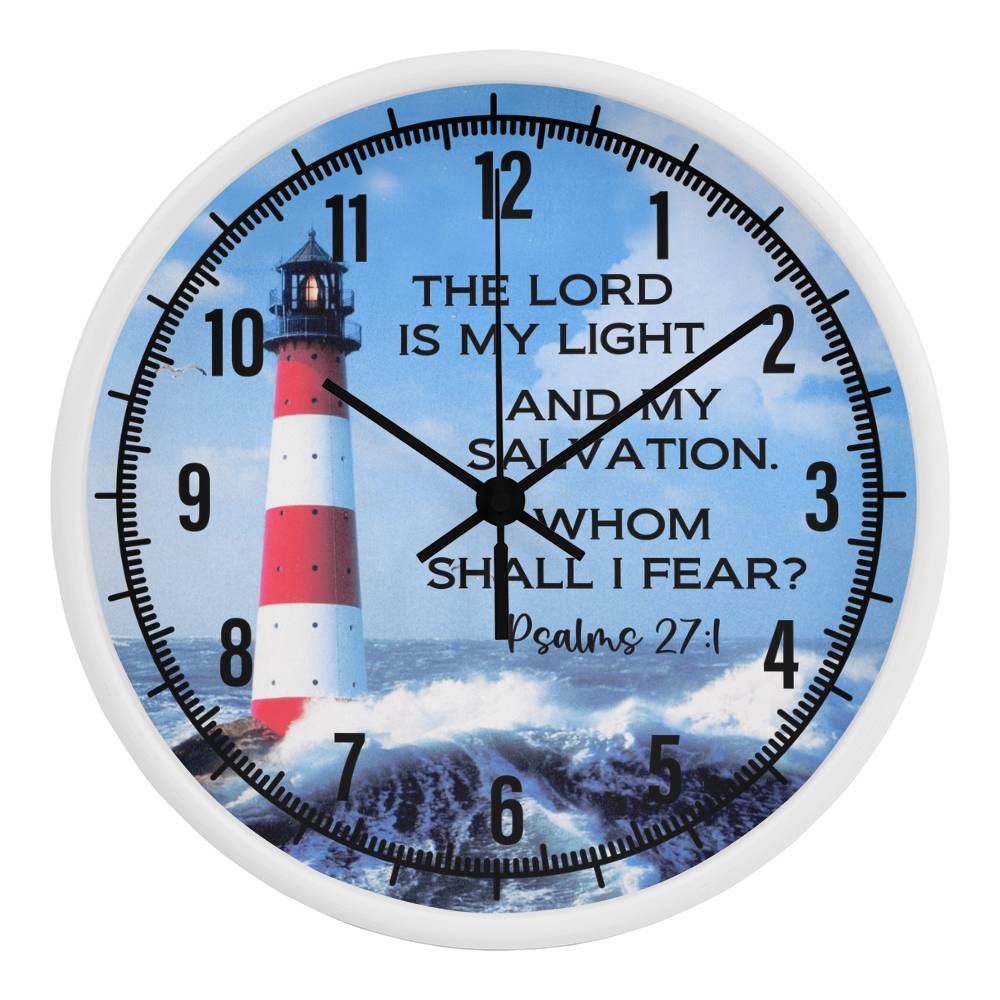 Faith - The Lord Is My Light And My Salvation - Whom Shall I Fear - Psalms  27:1 - Wood Frame Wall Clock - The Shoppers Outlet