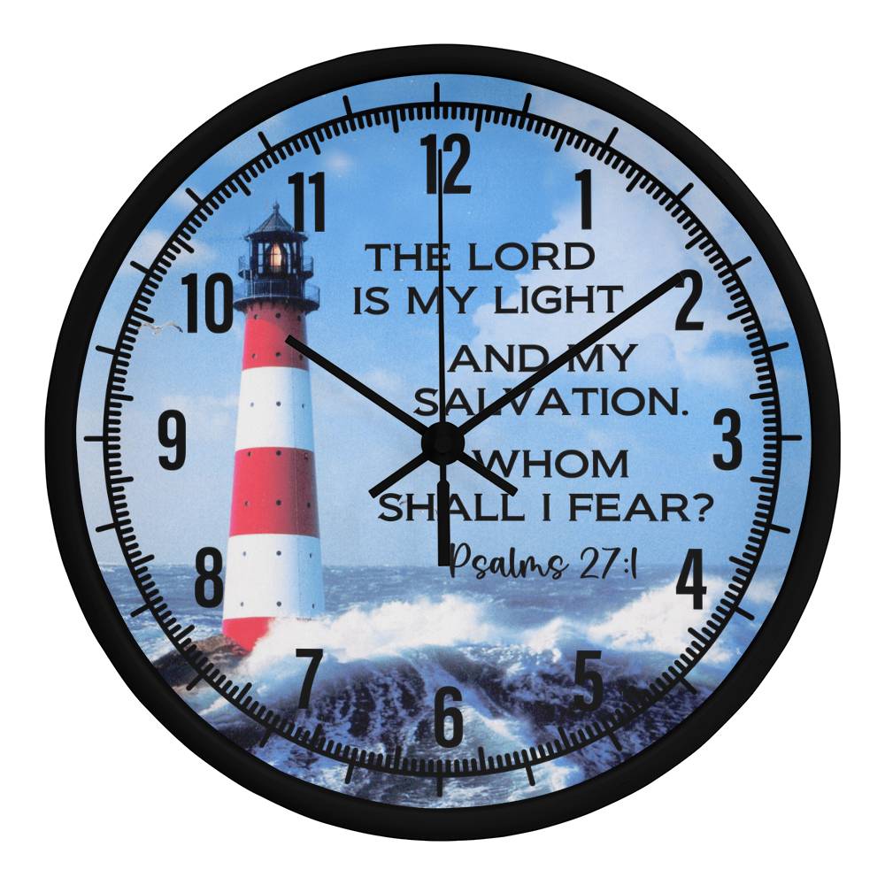 Faith - The Lord Is My Light And My Salvation - Whom Shall I Fear - Psalms  27:1 - Wood Frame Wall Clock - The Shoppers Outlet