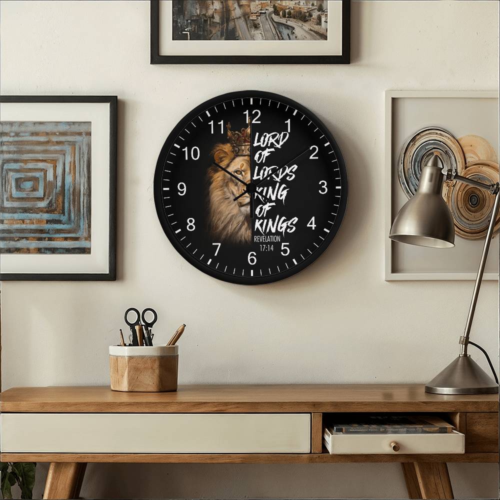 Faith - Lord Of Lords King Of Kings - Revelation 17:14 - Wood Frame Wall Clock - The Shoppers Outlet