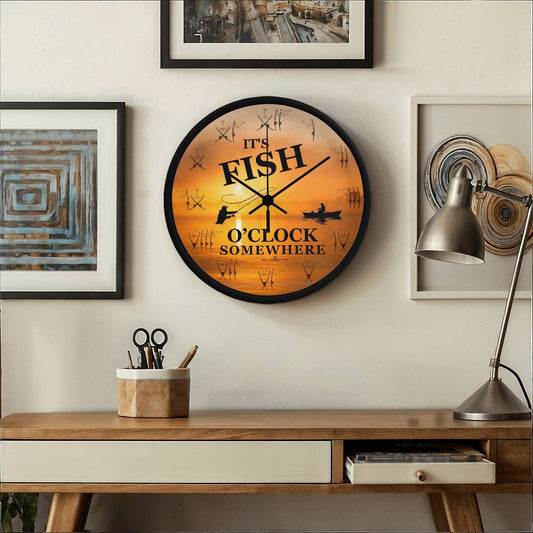 It's Fish O'Clock Somewhere - Wood Frame Wall Clock - The Shoppers Outlet