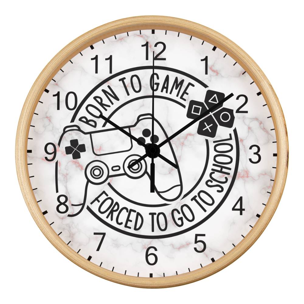 Born To Game Forced To Go To School - Wood Fame Wall Clock - The Shoppers Outlet