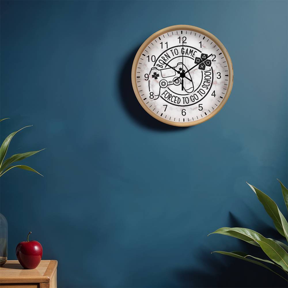 Born To Game Forced To Go To School - Wood Fame Wall Clock - The Shoppers Outlet