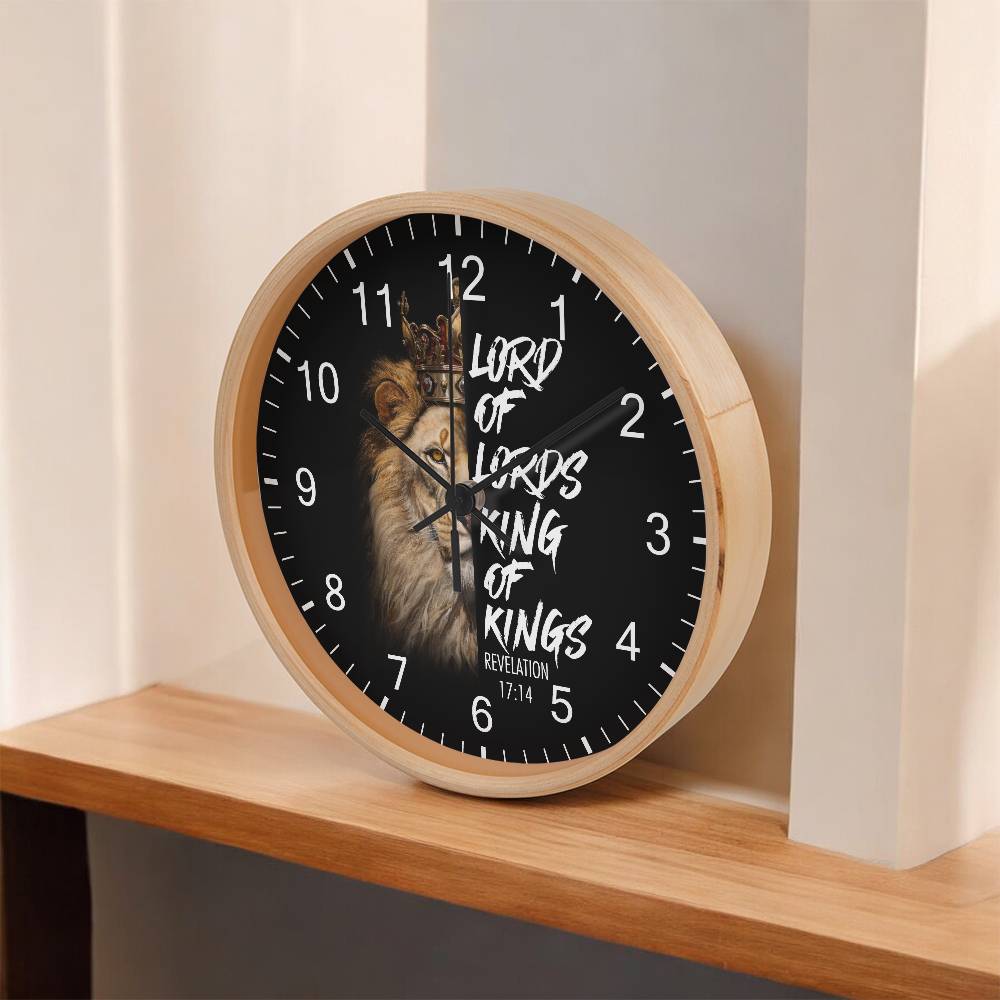 Faith - Lord Of Lords King Of Kings - Revelation 17:14 - Wood Frame Wall Clock - The Shoppers Outlet