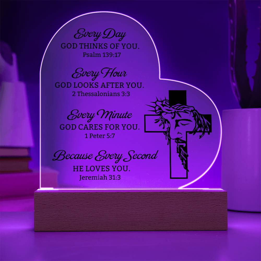 Faith - Every Day - Hour - Minute - Second -  God Is Busy In Our Life - Heart Acrylic Plaque - The Shoppers Outlet