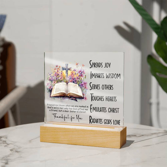 Inspirational - Friendships Bloom - Square Acrylic Plaque - The Shoppers Outlet